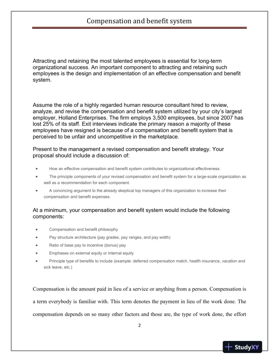 Revitalizing Employee Retention Through an Effective Compensation and Benefit Strategy at Holland Enterprises, page 3
