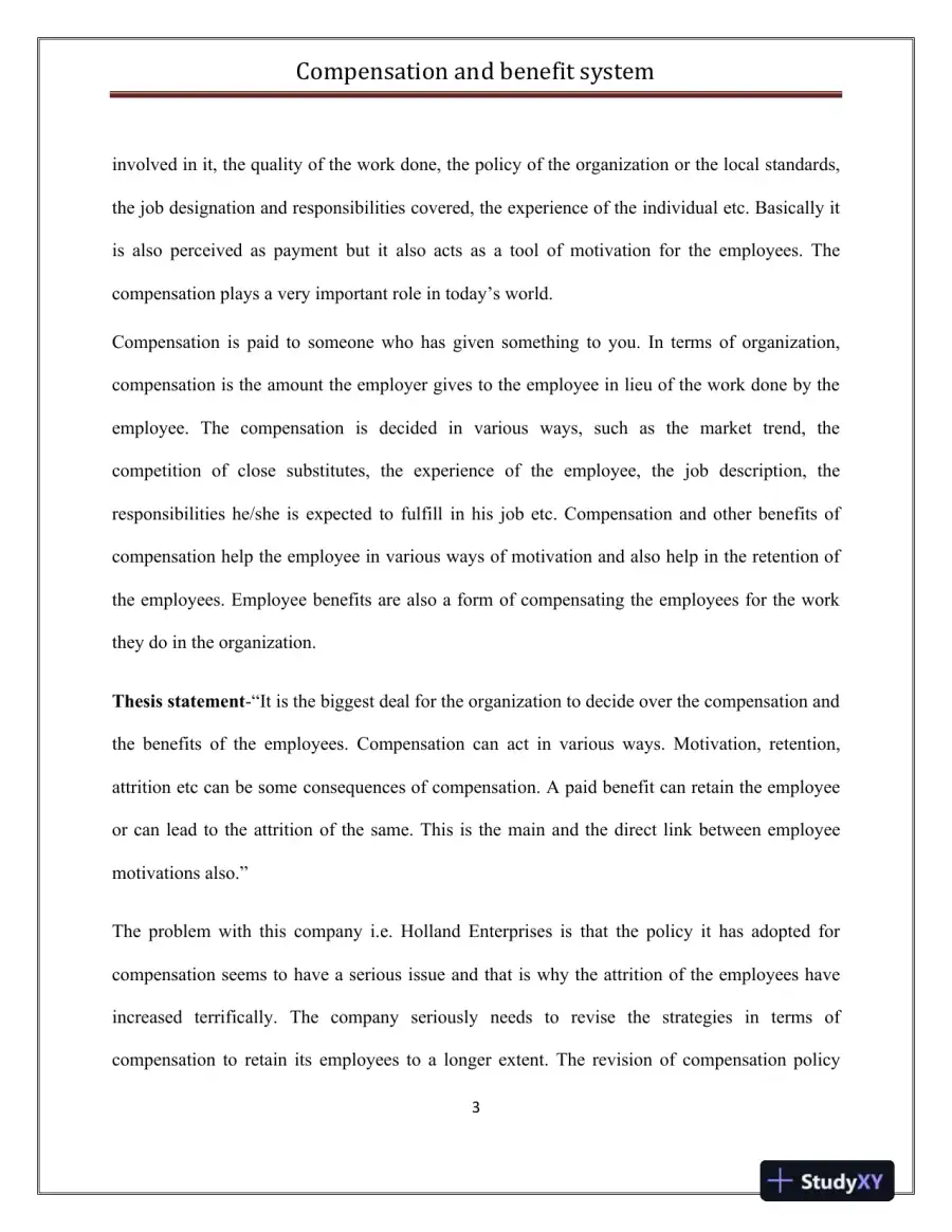 Revitalizing Employee Retention Through an Effective Compensation and Benefit Strategy at Holland Enterprises, page 4