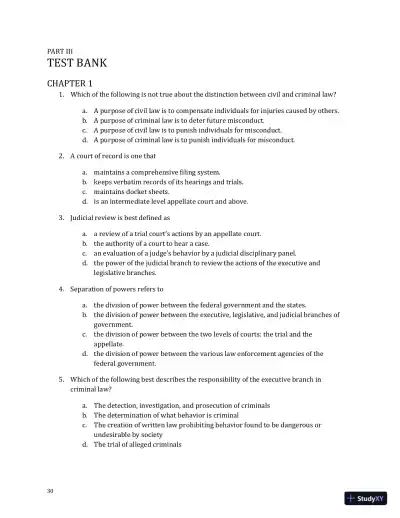 Test Bank For Criminal Law and Procedure , 7th Edition - Page 1 preview image