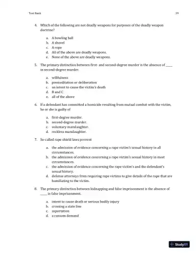 Test Bank For Criminal Law and Procedure , 7th Edition - Page 11 preview image