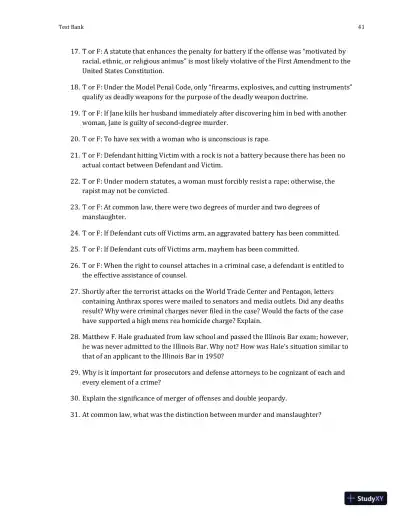 Test Bank For Criminal Law and Procedure , 7th Edition - Page 13 preview image