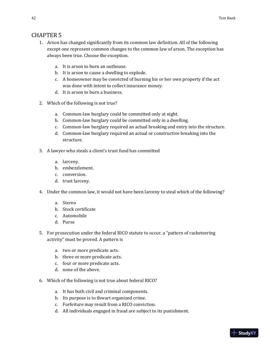 Test Bank For Criminal Law and Procedure , 7th Edition, page 14