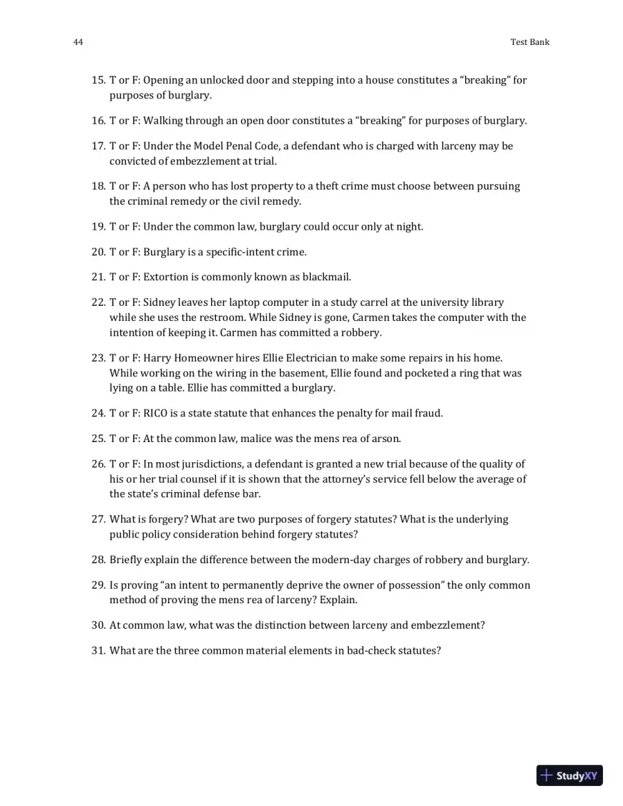 Test Bank For Criminal Law and Procedure , 7th Edition, page 16