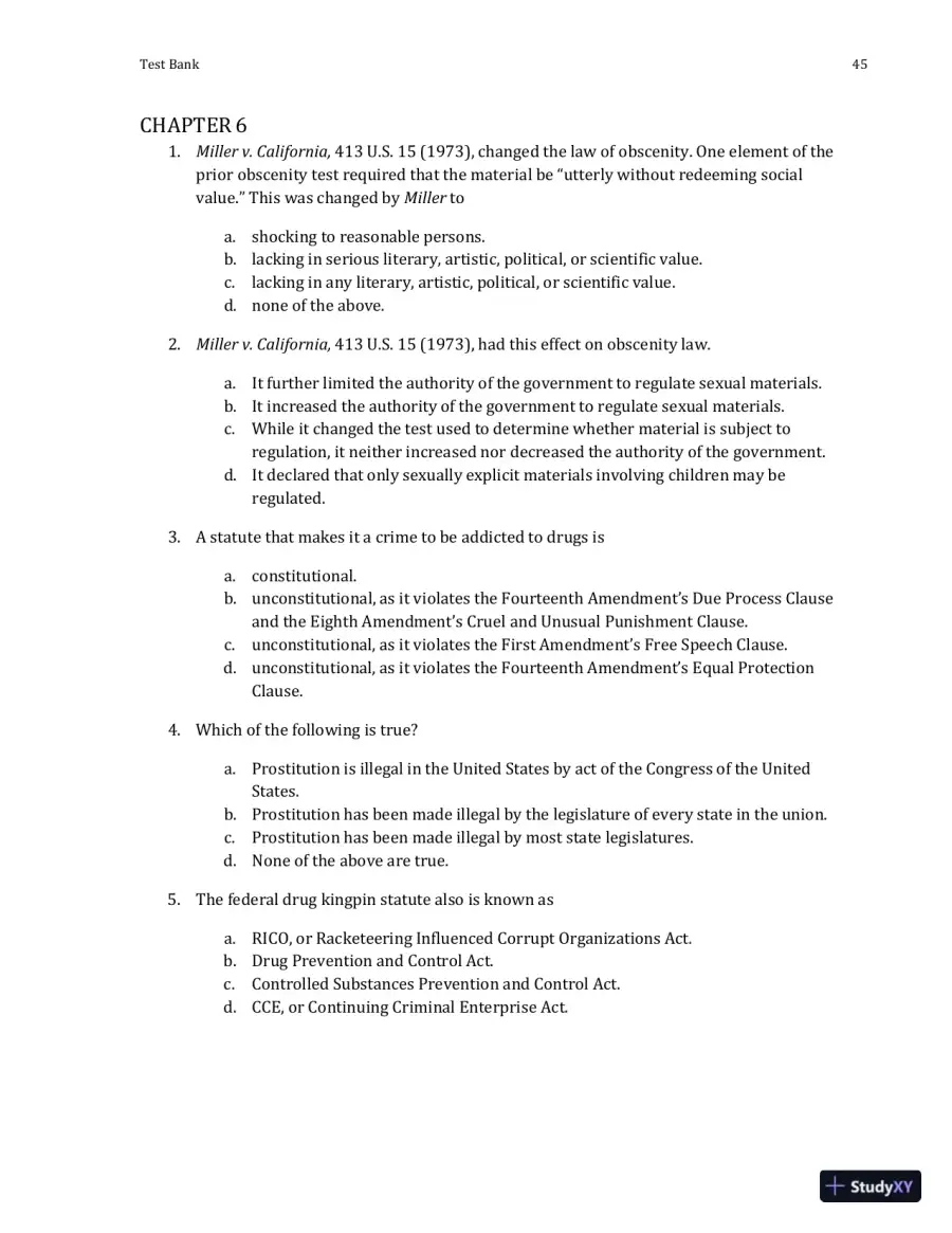 Test Bank For Criminal Law and Procedure , 7th Edition, page 17