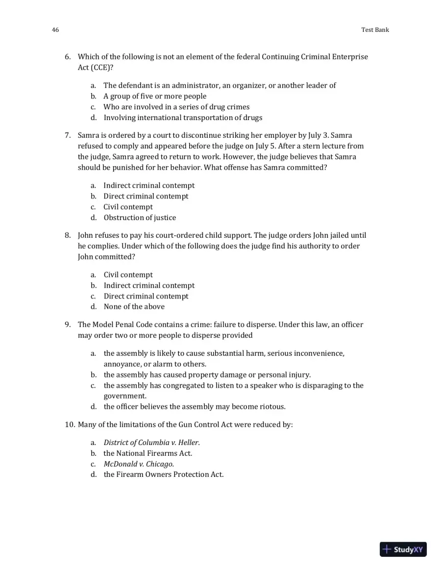 Test Bank For Criminal Law and Procedure , 7th Edition, page 18