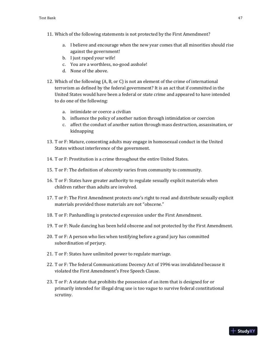 Test Bank For Criminal Law and Procedure , 7th Edition, page 19