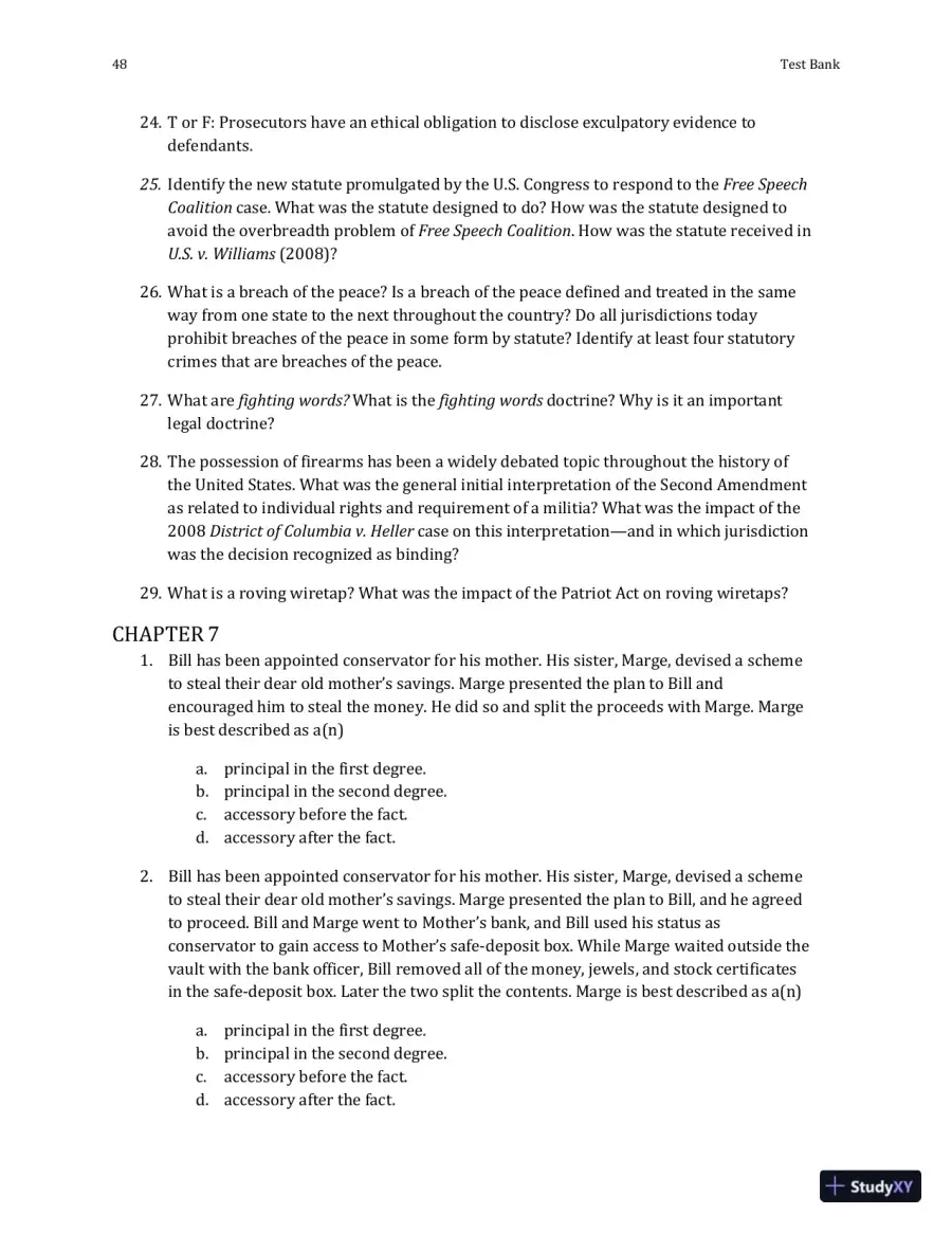Test Bank For Criminal Law and Procedure , 7th Edition, page 20