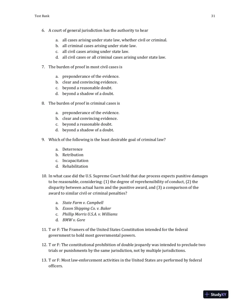 Test Bank For Criminal Law and Procedure , 7th Edition, page 3