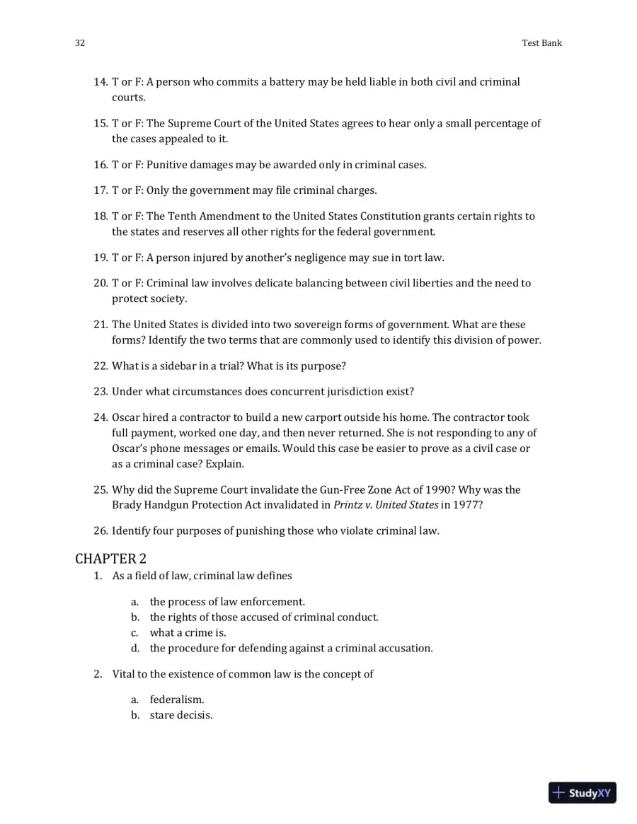 Test Bank For Criminal Law and Procedure , 7th Edition, page 4