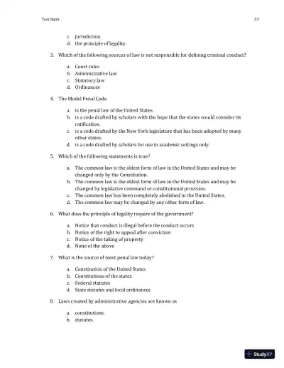 Test Bank For Criminal Law and Procedure , 7th Edition - Page 5 preview image