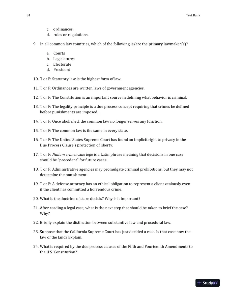 Test Bank For Criminal Law and Procedure , 7th Edition, page 6
