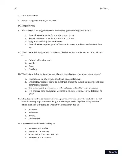 Test Bank For Criminal Law and Procedure , 7th Edition - Page 8 preview image