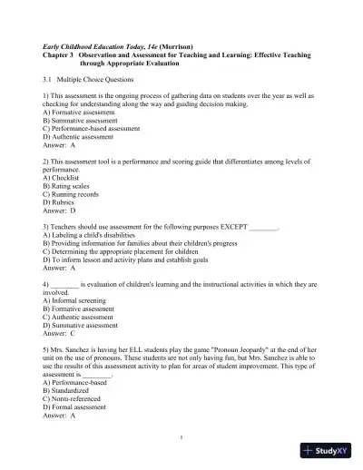 Test Bank for Early Childhood Education Today , 14th Edition - Page 11 preview image