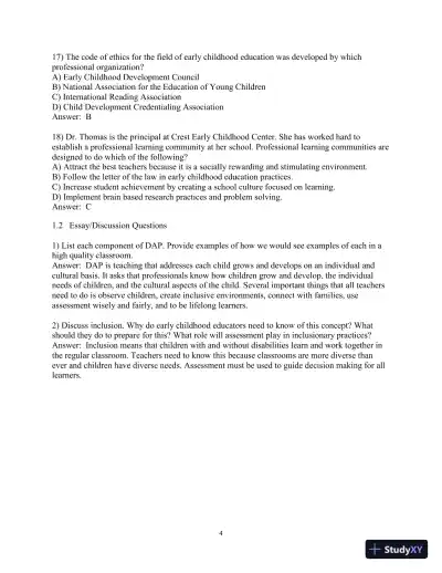 Test Bank for Early Childhood Education Today , 14th Edition - Page 5 preview image