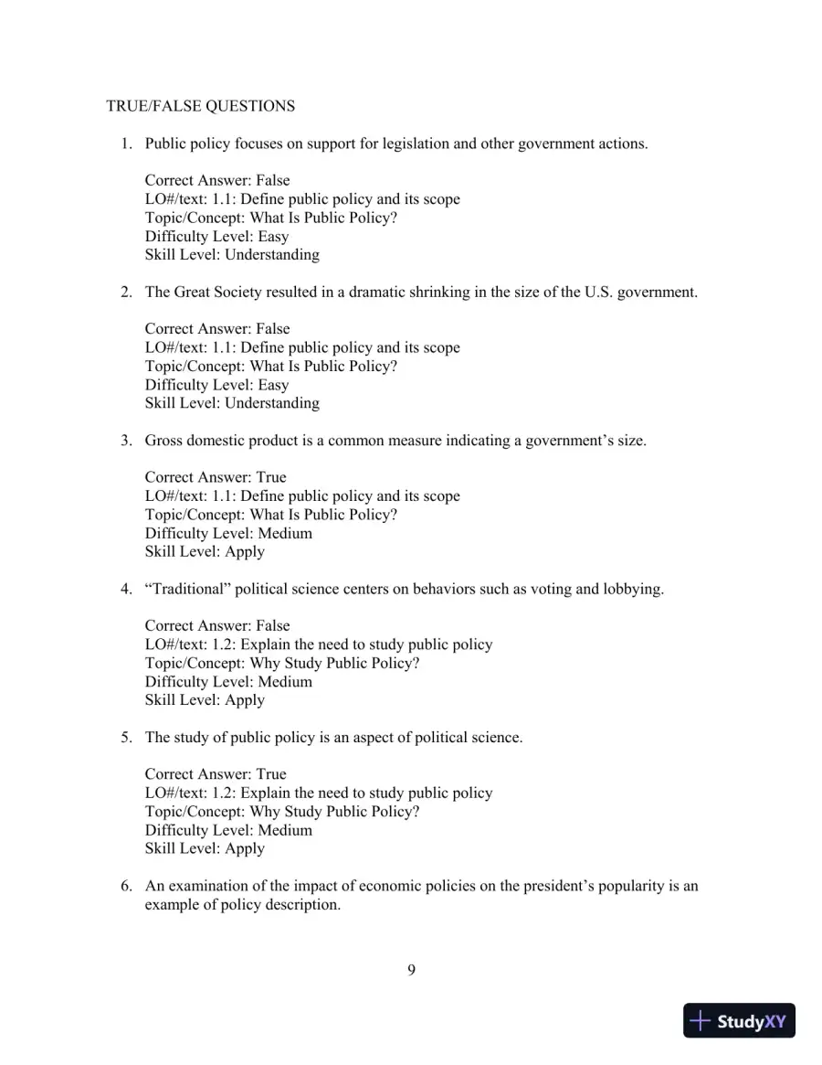Test Bank for Understanding Public Policy, 15th Edition, page 10