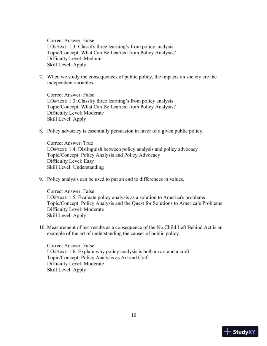 Test Bank for Understanding Public Policy, 15th Edition, page 11