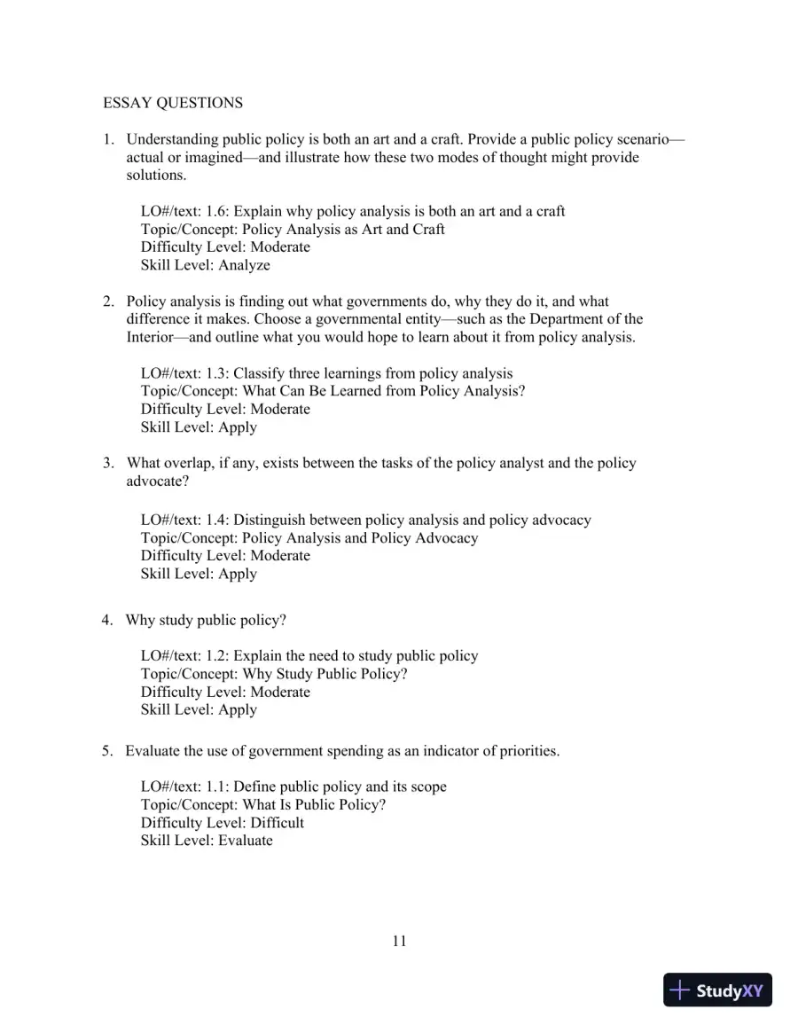 Test Bank for Understanding Public Policy, 15th Edition, page 12