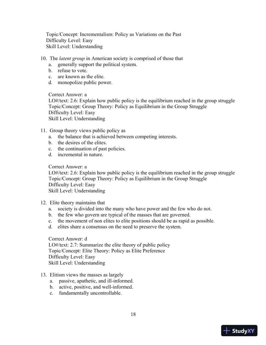 Test Bank for Understanding Public Policy, 15th Edition, page 19