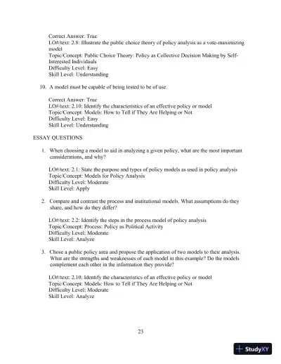 Test Bank for Understanding Public Policy, 15th Edition - Page 24 preview image