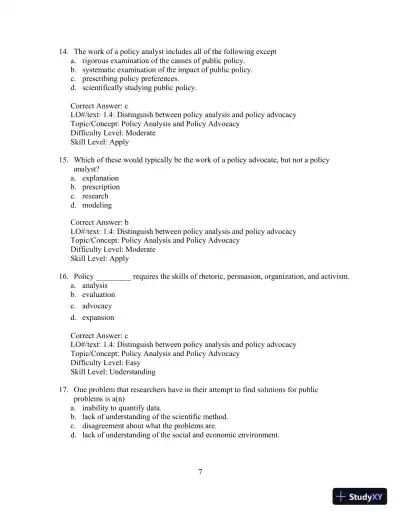 Test Bank for Understanding Public Policy, 15th Edition - Page 8 preview image