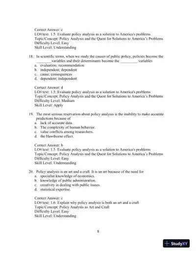 Test Bank for Understanding Public Policy, 15th Edition - Page 9 preview image