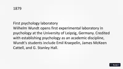 1879 First Psychology Laboratory - Wilhelm Wundt - Page 1 preview image