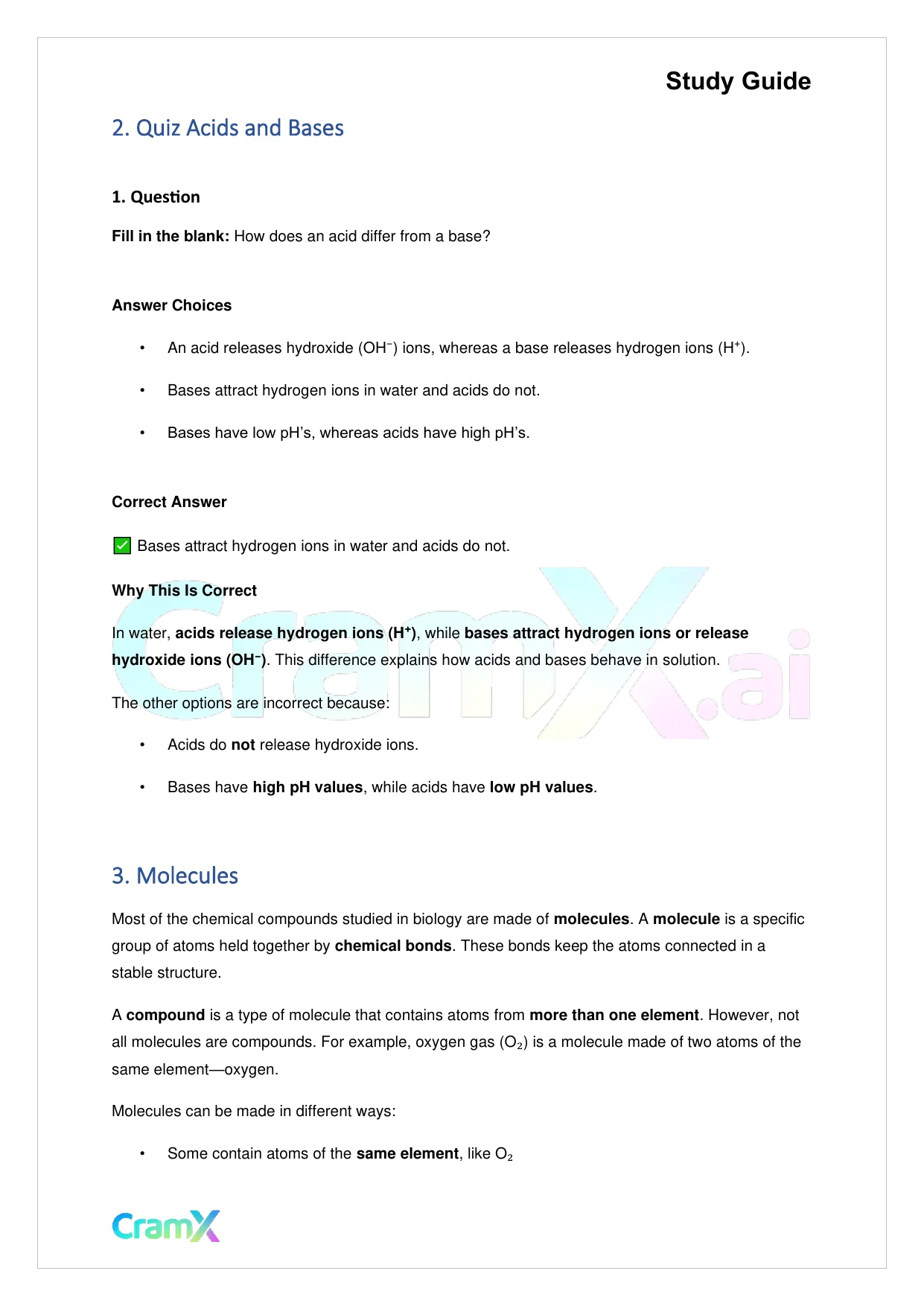 Biology - The Chemical Basis of Life - Page 2 preview image