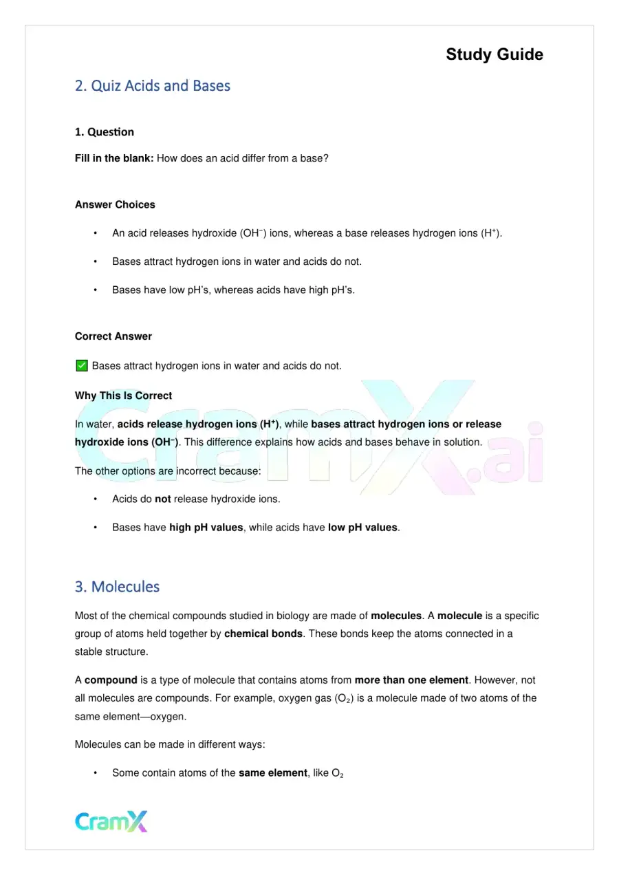 Biology - The Chemical Basis of Life, page 2