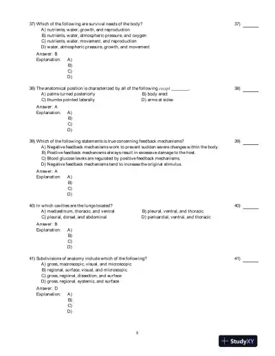 Human Anatomy And Physiology, 8th Edition Test Bank - Page 9 preview image