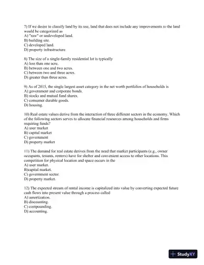 Real Estate Principles: A Value Approach 5th Edition Test Bank - Page 13 preview image