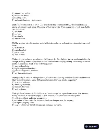 Real Estate Principles: A Value Approach 5th Edition Test Bank - Page 15 preview image