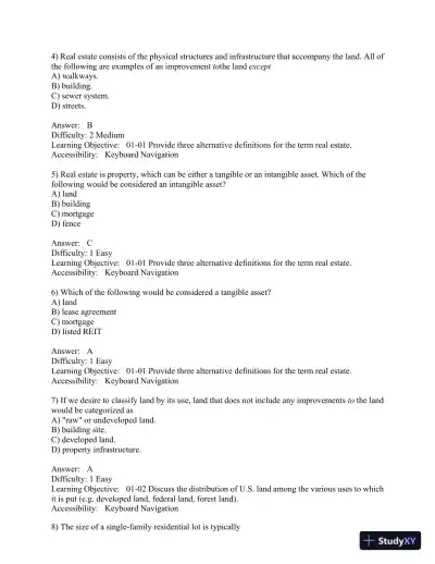 Real Estate Principles: A Value Approach 5th Edition Test Bank - Page 3 preview image