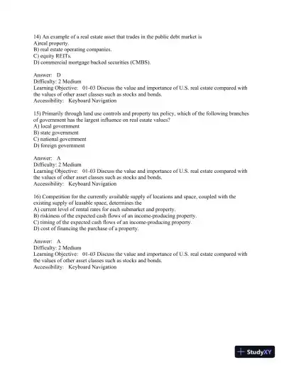 Real Estate Principles: A Value Approach 5th Edition Test Bank - Page 6 preview image