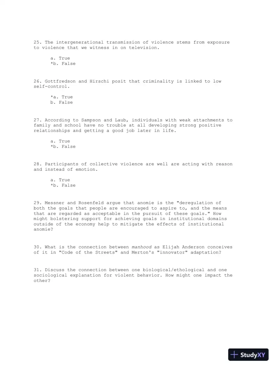 Violence: The Enduring Problem Second Edition Test Bank, page 12