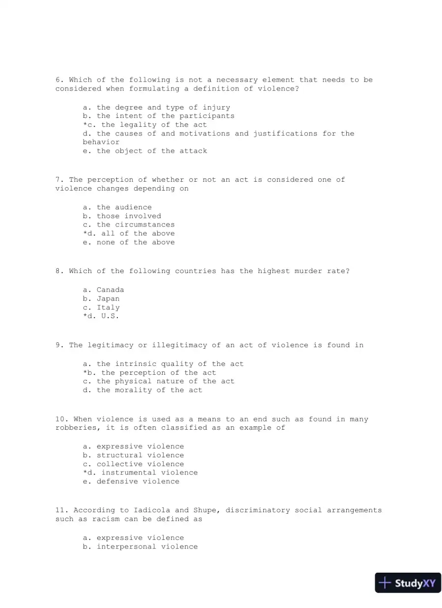 Violence: The Enduring Problem Second Edition Test Bank, page 3