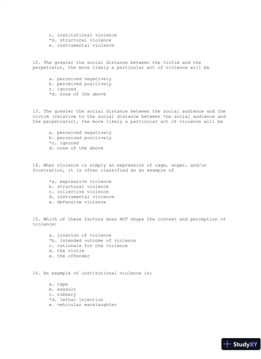 Violence: The Enduring Problem Second Edition Test Bank, page 4
