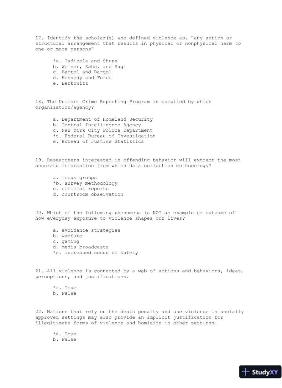 Violence: The Enduring Problem Second Edition Test Bank, page 5