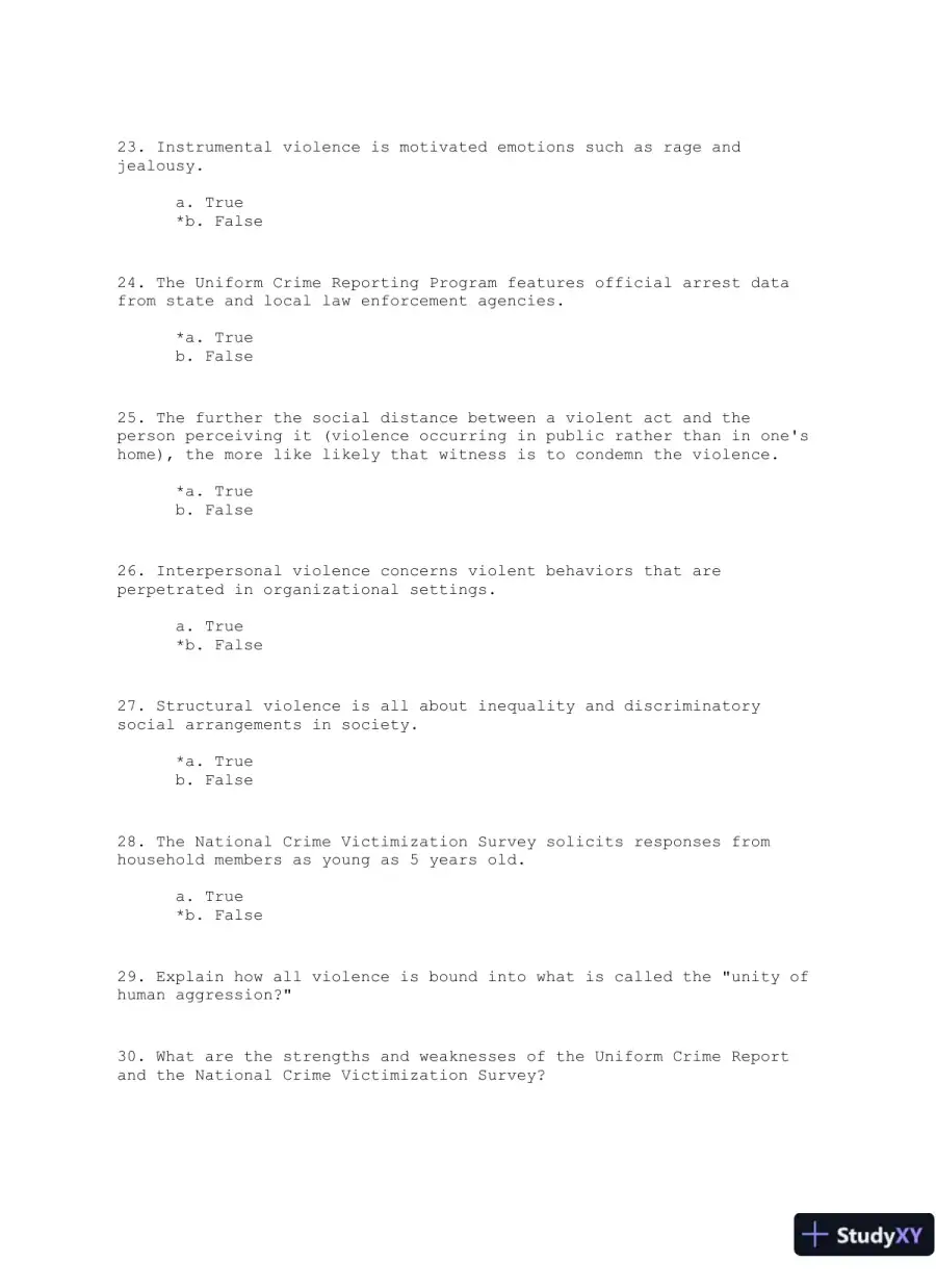Violence: The Enduring Problem Second Edition Test Bank, page 6