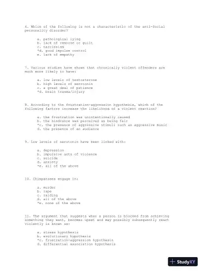 Violence: The Enduring Problem Second Edition Test Bank - Page 9 preview image