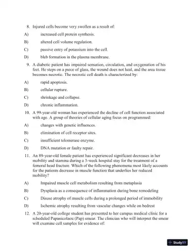 Test Bank for Applied Pathophysiology: A Conceptual Approach, 4th North American Edition (Chapters 1-18) - Page 10 preview image