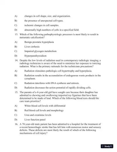 Test Bank for Applied Pathophysiology: A Conceptual Approach, 4th North American Edition (Chapters 1-18) - Page 11 preview image