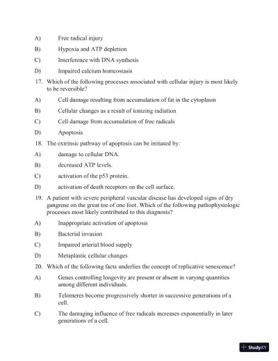 Test Bank for Applied Pathophysiology: A Conceptual Approach, 4th North American Edition (Chapters 1-18) - Page 12 preview image