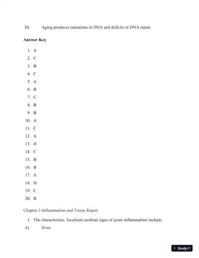 Test Bank for Applied Pathophysiology: A Conceptual Approach, 4th North American Edition (Chapters 1-18) - Page 13 preview image