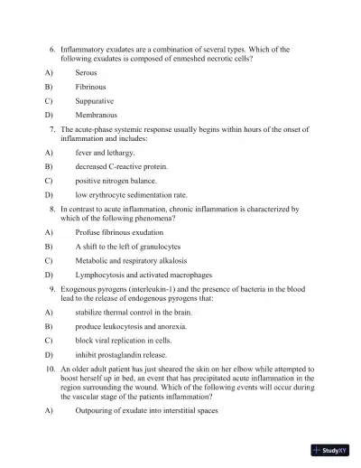Test Bank for Applied Pathophysiology: A Conceptual Approach, 4th North American Edition (Chapters 1-18) - Page 15 preview image