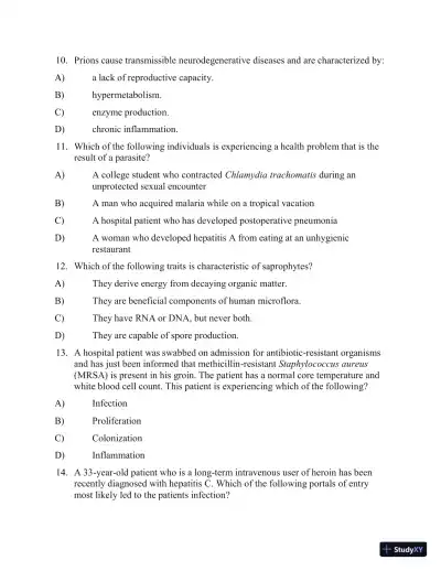 Test Bank for Applied Pathophysiology: A Conceptual Approach, 4th North American Edition (Chapters 1-18) - Page 27 preview image