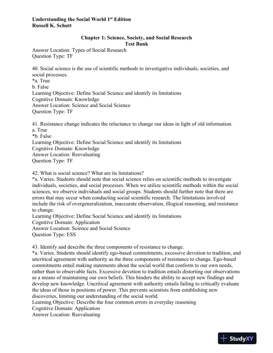 Understanding the Social World: Research Methods for the 21st Century 1st Edition Test Bank, page 11