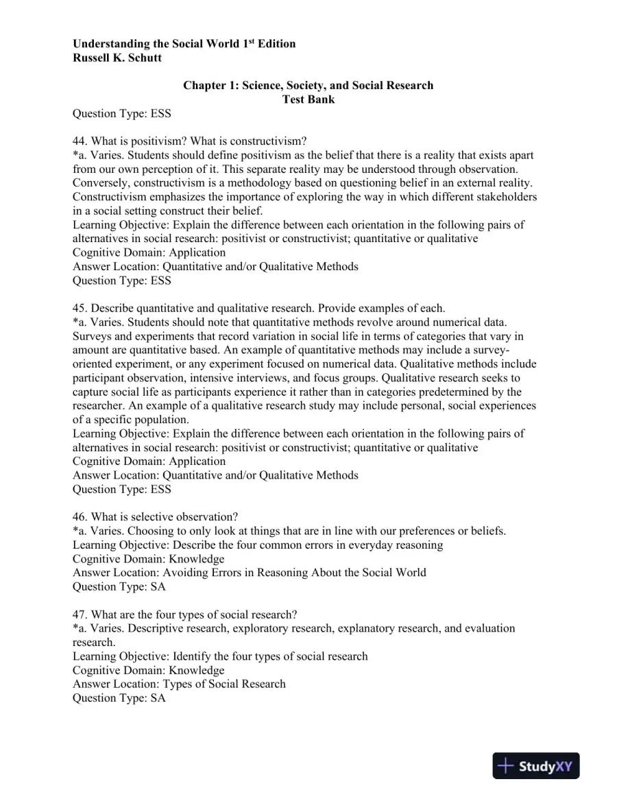 Understanding the Social World: Research Methods for the 21st Century 1st Edition Test Bank, page 12