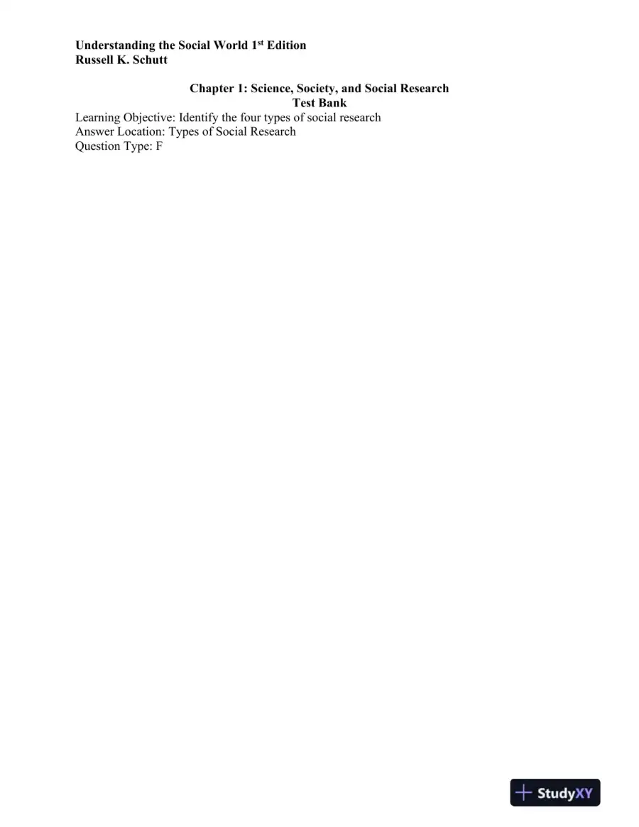 Understanding the Social World: Research Methods for the 21st Century 1st Edition Test Bank, page 15