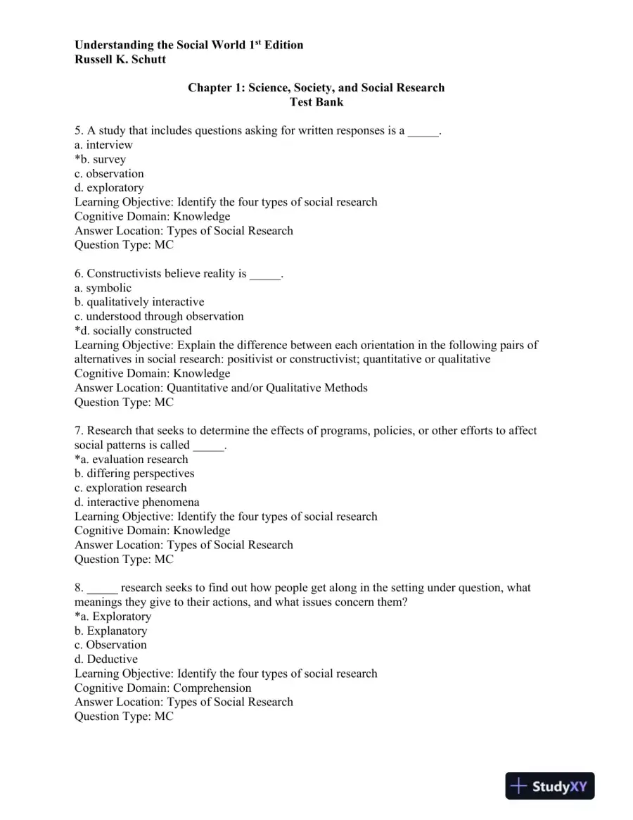 Understanding the Social World: Research Methods for the 21st Century 1st Edition Test Bank, page 3