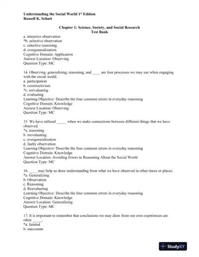Understanding the Social World: Research Methods for the 21st Century 1st Edition Test Bank - Page 5 preview image
